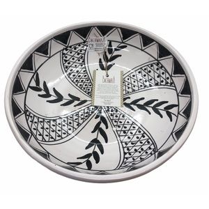 Tribal Print Serving Bowl Black/White 10”D